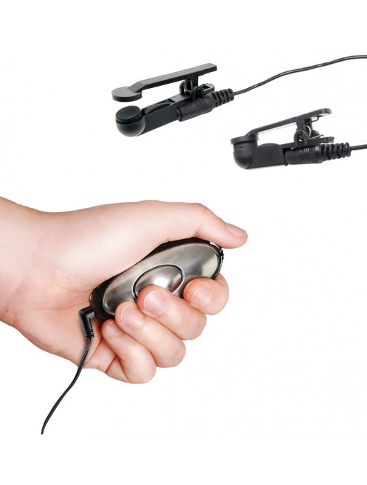 Черные электрические зажимы для сосков Shock Therapy Nipple Clamps - Pipedream - купить с доставкой в Калуге