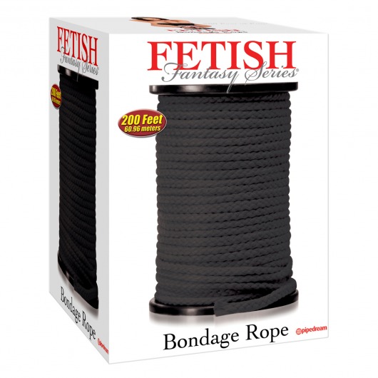 Черная веревка для связывания Bondage Rope - 60,9 м. - Pipedream - купить с доставкой в Калуге