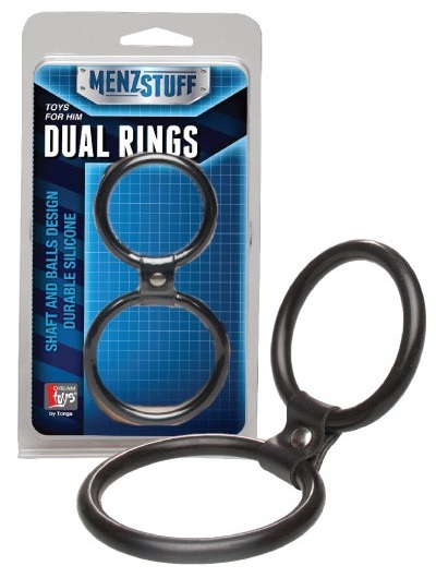 Чёрное двойное эрекционное кольцо Dual Rings Black - Dream Toys - в Калуге купить с доставкой