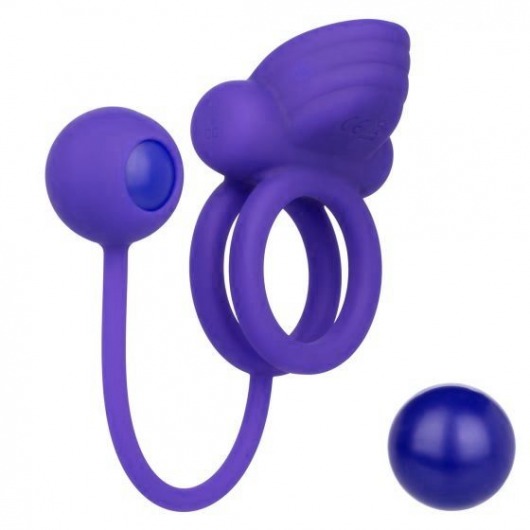 Фиолетовое эрекционное кольцо с утяжелителем Silicone Rechargeable Dual Rockin Rim Enhancer - California Exotic Novelties - в Калуге купить с доставкой