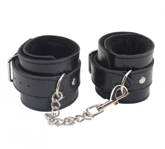 Черные оковы на ноги Obey Me Leather Ankle Cuffs - Chisa - купить с доставкой в Калуге