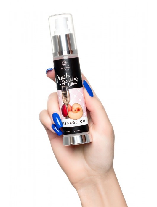 Массажное масло с ароматом персика и шампанского - 50 мл. - Secret Play - купить с доставкой в Калуге
