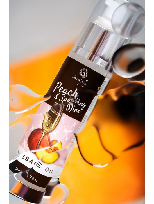 Массажное масло с ароматом персика и шампанского - 50 мл. - Secret Play - купить с доставкой в Калуге