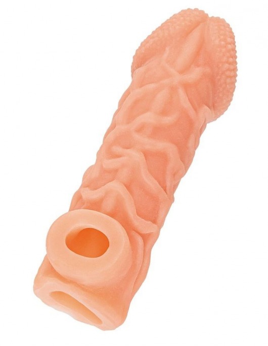 Телесная закрытая насадка с венками Cock Sleeve Size S - 13,8 см. - KOKOS - в Калуге купить с доставкой