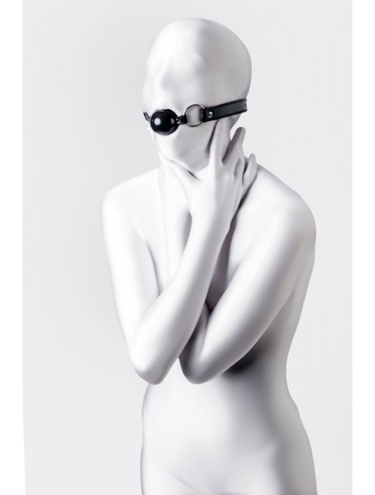 Черный кляп-шар на кожаных ремешках Anonymo - ToyFa - купить с доставкой в Калуге