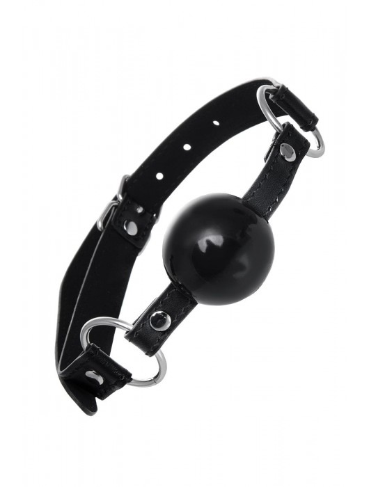 Черный кляп-шар на кожаных ремешках Anonymo - ToyFa - купить с доставкой в Калуге