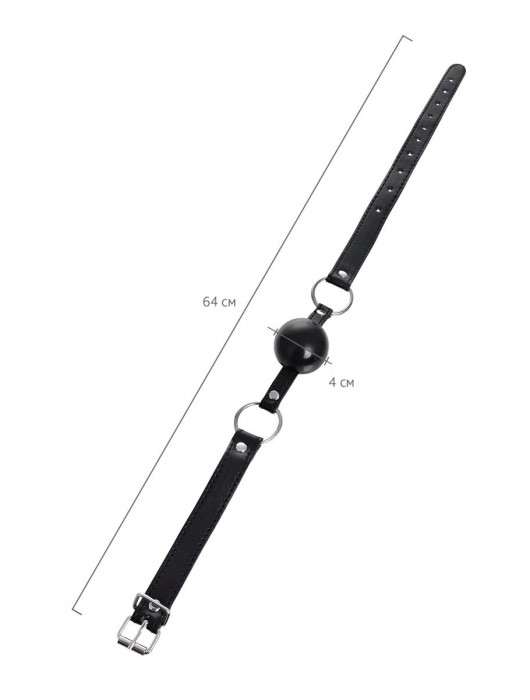 Черный кляп-шар на кожаных ремешках Anonymo - ToyFa - купить с доставкой в Калуге