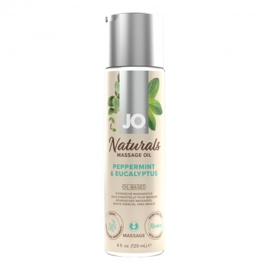 Массажное масло с ароматом перечной мяты и эвкалипта JO Naturals Peppermint   Eucalyptus - 120 мл. - System JO - купить с доставкой в Калуге