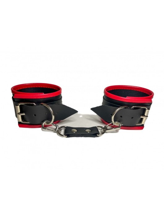 Черно-красные наручники из эко-кожи - БДСМ Арсенал - купить с доставкой в Калуге