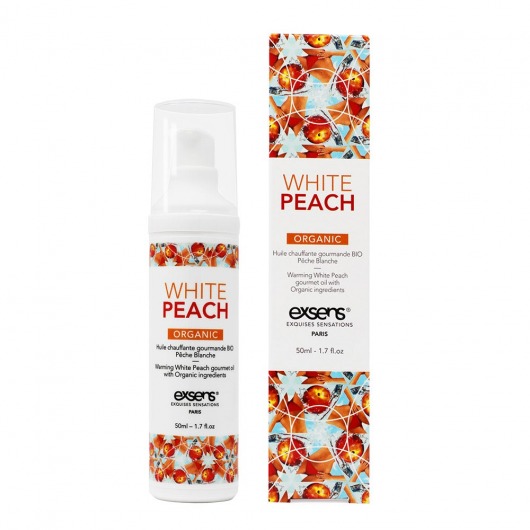 Разогревающее массажное масло Gourmet White Peach Organic с органическими ингредиентами - 50 мл. - Exsens - купить с доставкой в Калуге
