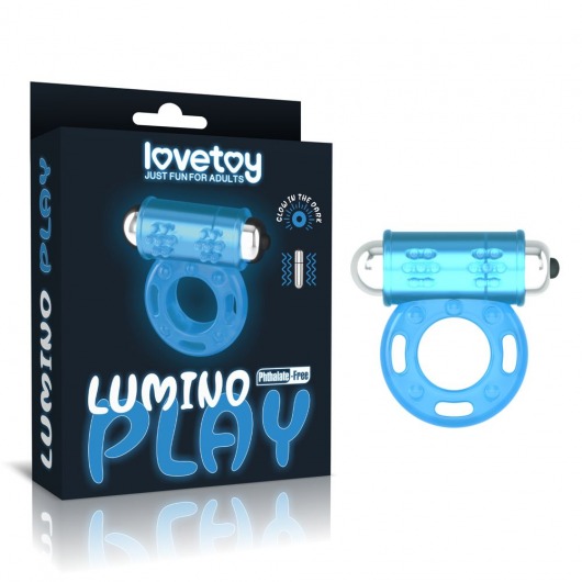 Голубое, светящееся в темноте эрекционное виброкольцо Lumino Play Vibrating Penis Ring - Lovetoy - в Калуге купить с доставкой