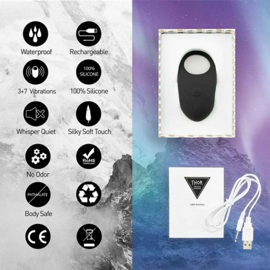 Черное эрекционное виброкольцо Thor Cockring - FeelzToys - в Калуге купить с доставкой