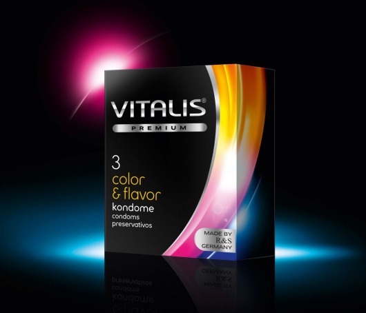 Цветные ароматизированные презервативы VITALIS PREMIUM color   flavor - 3 шт. - Vitalis - купить с доставкой в Калуге