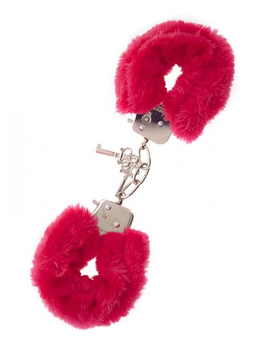 Металлические наручники с красной меховой опушкой METAL HANDCUFF WITH PLUSH RED - Dream Toys - купить с доставкой в Калуге