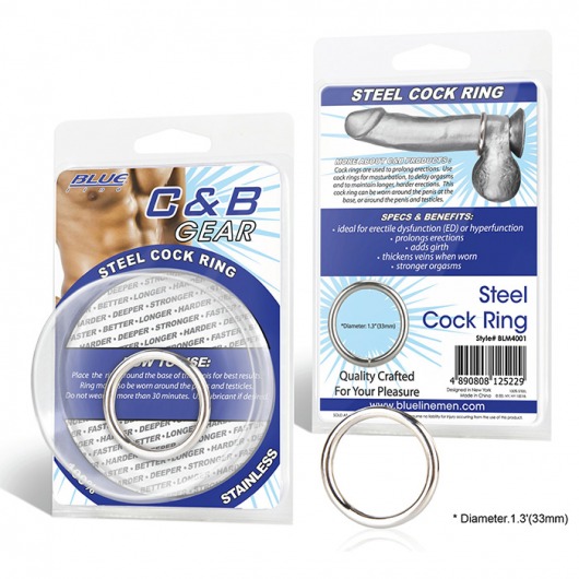 Стальное эрекционное кольцо STEEL COCK RING - 3.5 см. - BlueLine - в Калуге купить с доставкой