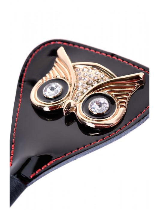 Чёрный стек с совой на кожаном наконечнике - 24 см. - ToyFa - купить с доставкой в Калуге