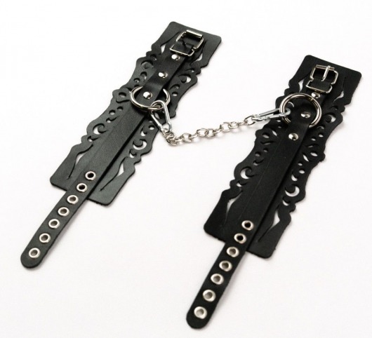 Узорчатые кожаные оковы с регулируемыми ремешками - Crazy Handmade - купить с доставкой в Калуге