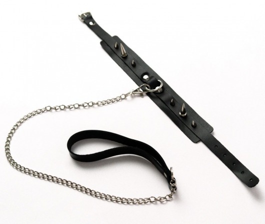 Черный ошейник с шипами и поводком - Crazy Handmade - купить с доставкой в Калуге