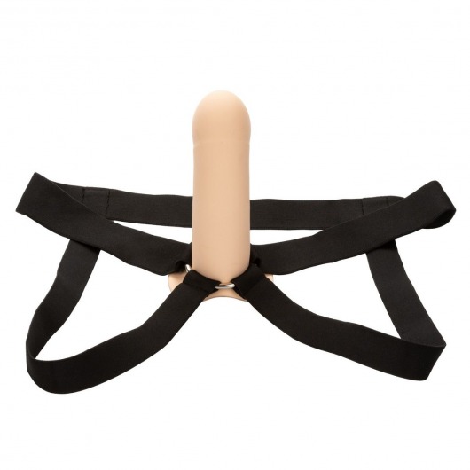 Телесный фаллопротез из силикона Extension with Harness - 15,75 см. - California Exotic Novelties - купить с доставкой в Калуге