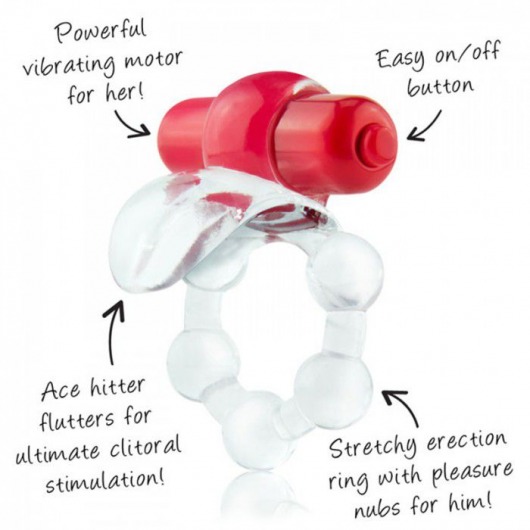 Виброкольцо с язычком и красным виброэлементом Overtime - Screaming O - в Калуге купить с доставкой