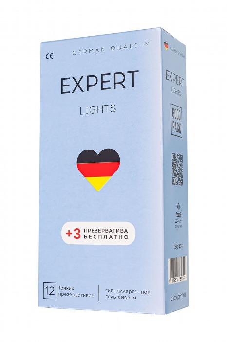 Ультратонкие презервативы EXPERT Lights - 12 шт.(+3 в подарок) - Expert - купить с доставкой в Калуге