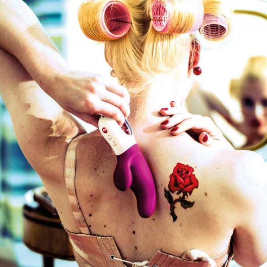 Фиолетовый вибратор с двумя моторами MiSS Bi - 17 см. - Fun Factory