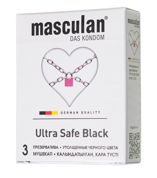 Ультрапрочные презервативы Masculan Ultra Safe Black - 3 шт. - Masculan - купить с доставкой в Калуге