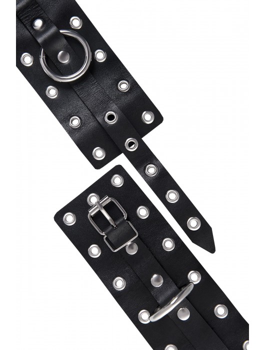 Черные кожаные однослойные наручники с люверсами - Pecado - купить с доставкой в Калуге