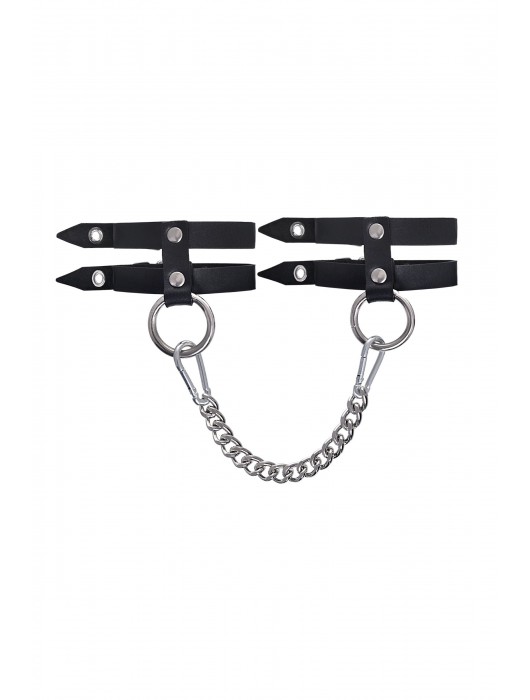 Черные однослойные кожаные оковы из двух ремешков - Pecado - купить с доставкой в Калуге