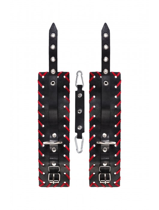 Черно-красные оковы из натуральной кожи - Pecado - купить с доставкой в Калуге