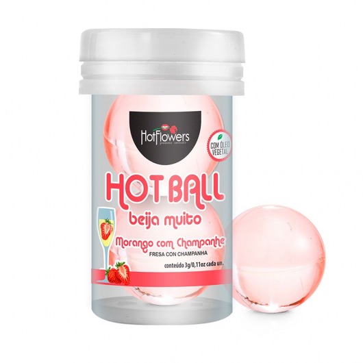 Лубрикант на масляной основе Hot Ball Beija Muito с ароматом клубники и шампанского (2 шарика по 3 гр.) - HotFlowers - купить с доставкой в Калуге