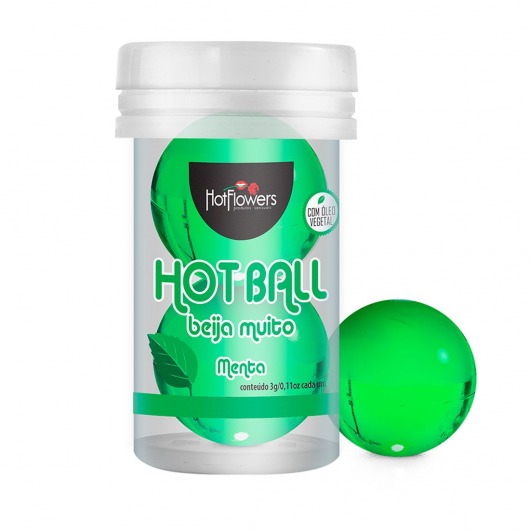 Лубрикант на масляной основе Hot Ball Beija Muito с ароматом мяты (2 шарика по 3 гр.) - HotFlowers - купить с доставкой в Калуге