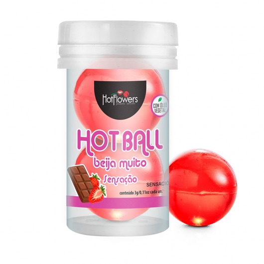 Лубрикант на масляной основе Hot Ball Beija Muito с ароматом шоколада и клубники (2 шарика по 3 гр.) - HotFlowers - купить с доставкой в Калуге