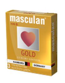 Презервативы Masculan Ultra Gold с золотым напылением и ароматом ванили - 3 шт. - Masculan - купить с доставкой в Калуге