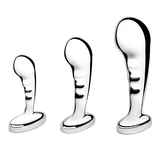 Набор из 3 стальных стимуляторов простаты Stainless Steel P-spot Training Set - b-Vibe - в Калуге купить с доставкой