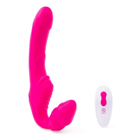 Розовый безремневой страпон на радиоуправлении Strapless Together - 22 см. - Together Toy - купить с доставкой в Калуге