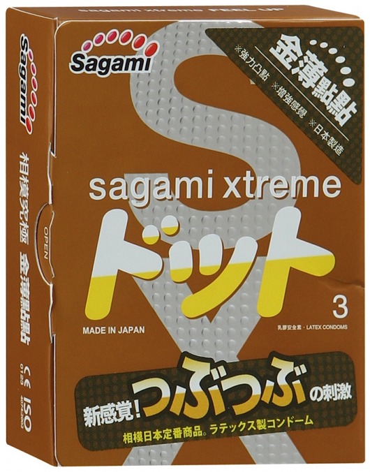 Презервативы Sagami Xtreme FEEL UP с точечной текстурой и линиями прилегания - 3 шт. - Sagami - купить с доставкой в Калуге