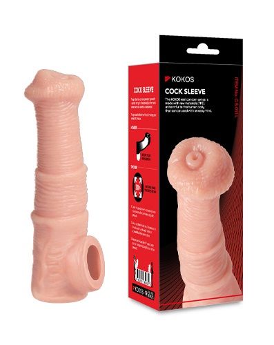 Телесная фантазийная насадка на член Cock Sleeve Size M - KOKOS - в Калуге купить с доставкой