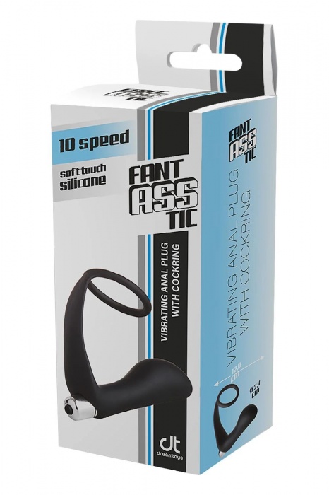 Черное эрекционное кольцо с вибропробкой Vibrating Anal Plug With Cockring - Dream Toys - в Калуге купить с доставкой