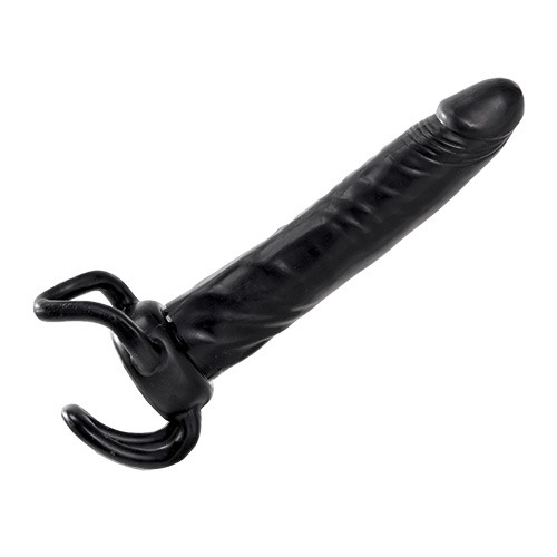 Чёрная насадка-фаллос для двойного проникновения INFLATABLE DILDO SLIM DONG  - 13,5 см. - Toyz4lovers - в Калуге купить с доставкой