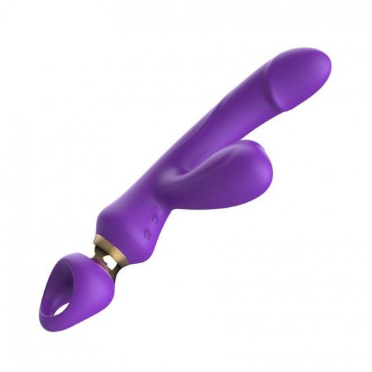 Фиолетовый вибратор-кролик с вакуумной стимуляцией клитора - 24,6 см. - I-MOON