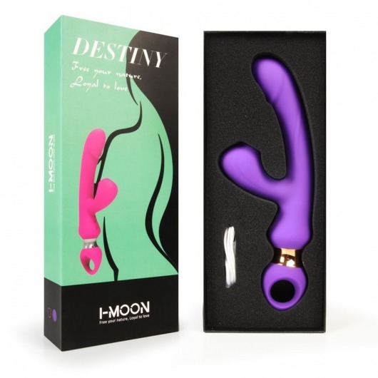 Фиолетовый вибратор-кролик с вакуумной стимуляцией клитора - 24,6 см. - I-MOON