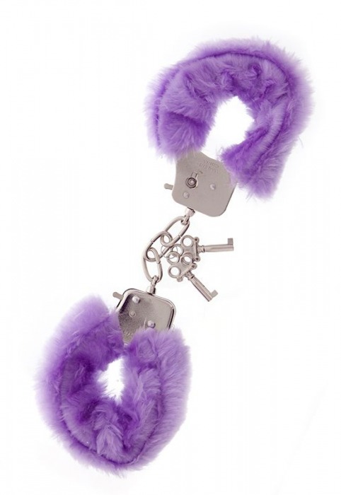 Фиолетовые меховые наручники METAL HANDCUFF WITH PLUSH LAVENDER - Dream Toys - купить с доставкой в Калуге