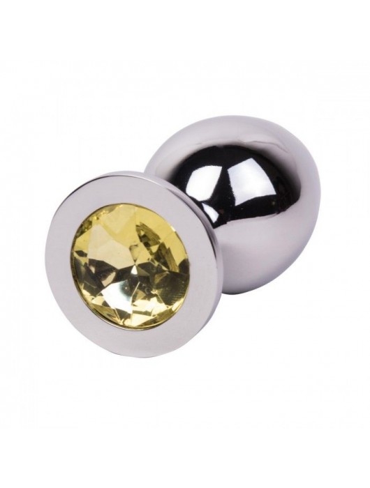 Большой стальной плаг с желтым кристаллом Sweet Lemon - 9,5 см. - Erotic Fantasy - купить с доставкой в Калуге