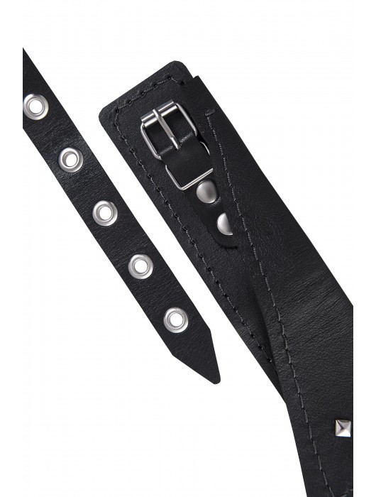 Черный кожаный ошейник-воротник с поводком - Pecado - купить с доставкой в Калуге