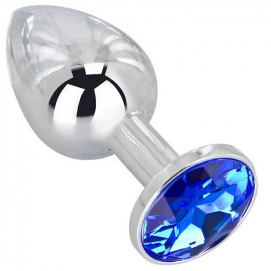 Анальное украшение BUTT PLUG  Small с синим кристаллом - 7 см. - Anal Jewelry Plug - купить с доставкой в Калуге