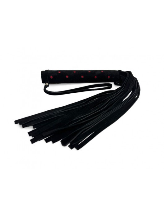 Черная замшевая плеть с красными точками на рукояти Red dot Princess - 43 см. - БДСМ Арсенал - купить с доставкой в Калуге