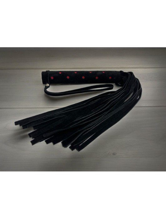 Черная замшевая плеть с красными точками на рукояти Red dot Princess - 43 см. - БДСМ Арсенал - купить с доставкой в Калуге