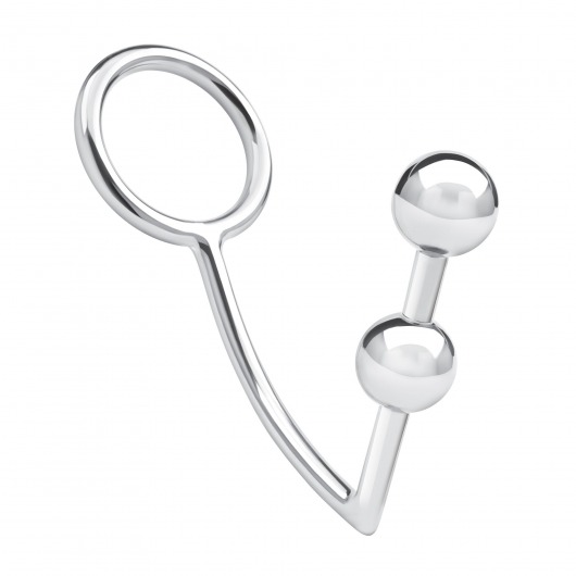 Кольцо на пенис с анальным стимулятором Two Bead Stainless Steel Anal Hook   Cock Ring - BlueLine - в Калуге купить с доставкой