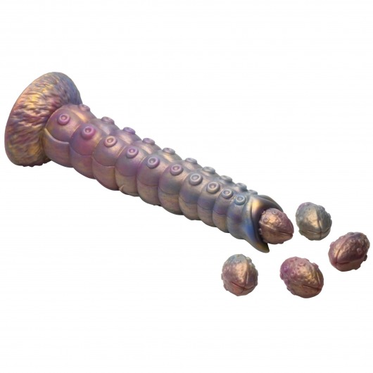 Фантазийный фаллоимитатор Deep Invader Tentacle Ovipositor Silicone Dildo with Eggs - 22,9 см. - XR Brands